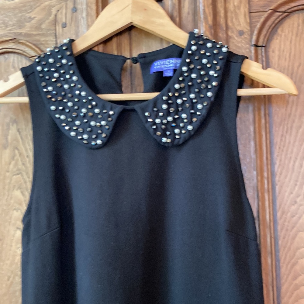 VIVIENNE Vivienne Tam Black Pearl Bead Peter Pan Collar Sleeveless Dress - Picture 4 of 10